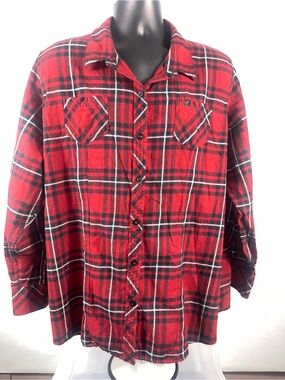 Pladra Men Flannel Shirt 2XL Button Up Buffalo Plaid Elk Flip Cuff Heavyweight